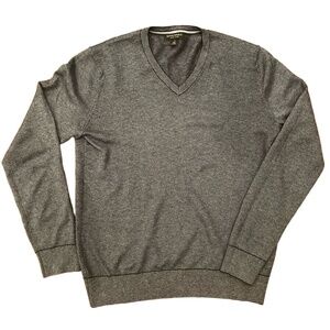 Banana Republic Mens Small V-Neck Sweater Navy Blue Luxury Blend Silk Cashmere‎
